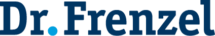 Logo von Dr. Frenzel in dunkelblauer Schrift mit einem auffälligen blauen Punkt nach "Dr."